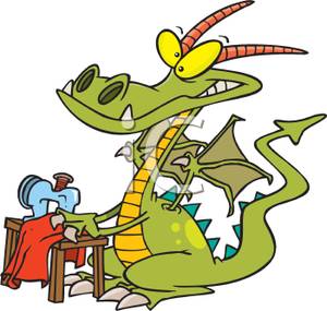 A_Dragon_Using_A_Sewing_Machine_Royalty_Free_Clipart_Picture_090808-024794-370042